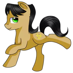 Size: 1200x1200 | Tagged: safe, artist:rainbowtashie, derpibooru import, golden delicious, pony, apple family member, bucking, male, raised hoof, simple background, solo, stallion, transparent background