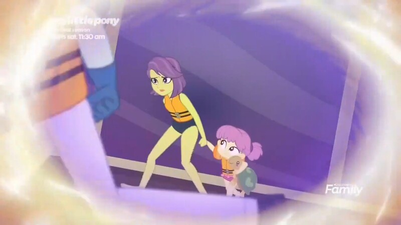 Size: 1599x899 | Tagged: safe, derpibooru import, screencap, victoria, water lily (equestria girls), turtle, equestria girls, equestria girls series, spoiler:eqg series (season 2), clothes, female, lifeguard, mother and child, mother and daughter, plushie, swimsuit, toy