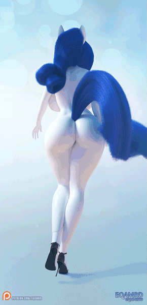 Size: 653x1351 | Tagged: questionable, artist:eqamrd, derpibooru import, rarity, anthro, unicorn, 3d, 3ds max, animated, ass, big breasts, breasts, busty rarity, butt, clothes, curvy, disproportional anatomy, extra thicc, female, gif, high heels, hourglass figure, latex, magic, mare, patreon, rearity, sexy, shoes, solo, solo female, suit, tail, the ass was fat, thick, walking, weapons-grade sexy, wide hips