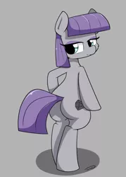 Size: 1695x2362 | Tagged: safe, artist:taurson, derpibooru import, maud pie, earth pony, pony, bipedal, butt, eyeshadow, female, gray, looking back, makeup, mare, plot, purple hair, purple mane, simple background, solo, straight hair, straight mane, straight tail