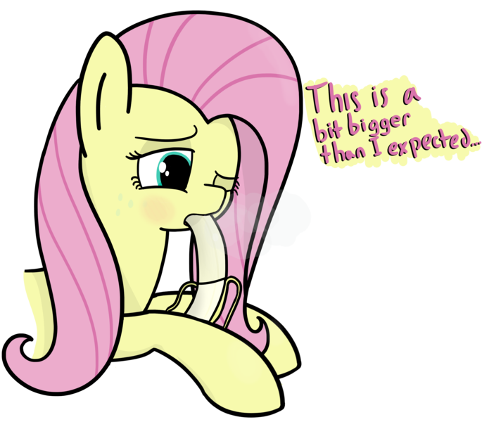 Size: 2990x2618 | Tagged: suggestive, artist:czu, derpibooru import, fluttershy, banana, bananajob, food, implied blowjob, implied oral, implied sex, solo, suggestive eating, text