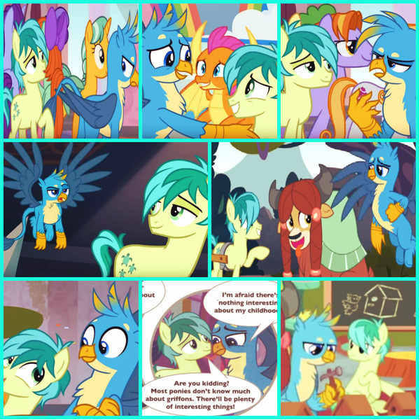 Size: 1200x1200 | Tagged: safe, derpibooru import, editor:pinksunsets555, screencap, auburn vision, citrine spark, fire quacker, gallus, huckleberry, november rain, peppermint goldylinks, sandbar, smolder, summer meadow, yona, dragon, earth pony, gryphon, pegasus, pony, unicorn, school daze, teacher of the month (episode), what lies beneath, spoiler:interseason shorts, background pony, collage, cutie mark, dragoness, female, friendship student, gallbar, gay, male, mare, offscreen character, shipping, shipping fuel, speech bubble, stallion, tongue out