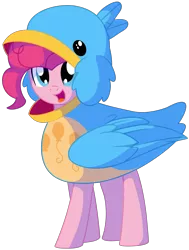 Size: 1911x2524 | Tagged: safe, artist:cyanlightning, derpibooru import, pinkie pie, ponified, earth pony, pony, eqg summertime shorts, equestria girls, the art of friendship, .svg available, absurd resolution, animal costume, bird costume, clothes, costume, cute, diapinkes, equestria girls ponified, eye shimmer, female, looking at you, mare, open mouth, pinkie birdie, simple background, smiling, solo, svg, transparent background, vector