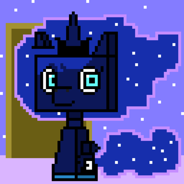 Size: 1024x1024 | Tagged: artist:eternaljonathan, crossover, derpibooru import, lego, pixel art, princess luna, safe, the lego movie, unikitty