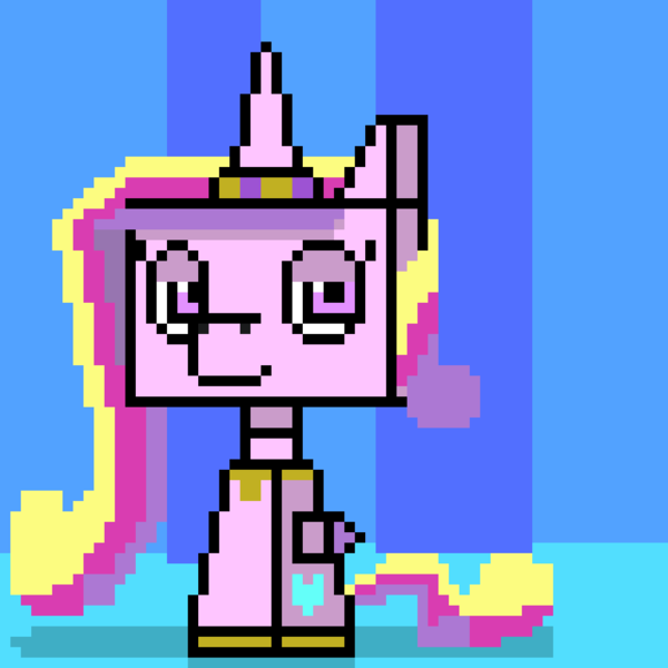 Size: 1024x1024 | Tagged: artist:eternaljonathan, crossover, derpibooru import, lego, pixel art, princess cadance, safe, the lego movie, unikitty