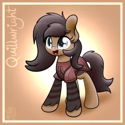 Size: 3244x3244 | Tagged: safe, artist:kimjoman, derpibooru import, oc, oc:quillwright, unofficial characters only, pegasus, pony, fallout equestria, commission, female, gradient background, scribe robe, simple background, solo, steel ranger, steel rangers