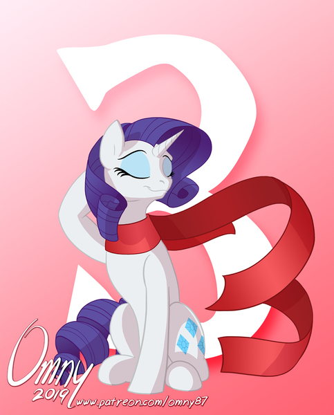 Size: 800x993 | Tagged: safe, artist:omny87, derpibooru import, rarity, pony, unicorn, 3, clothes, countdown, cute, eyes closed, female, hype, mare, number, raised hoof, raribetes, scarf, season 9 countdown, sitting, smiling, solo