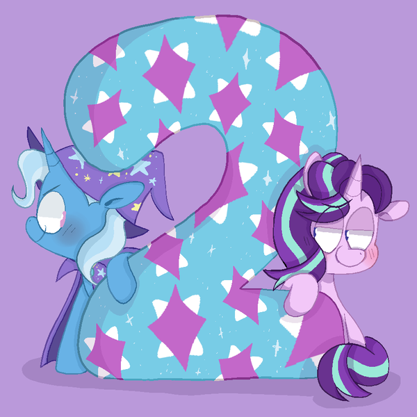 Size: 914x914 | Tagged: safe, artist:pinkiespresent, derpibooru import, starlight glimmer, trixie, pony, unicorn, season 9, spoiler:s09, countdown, duo, hype, looking at each other, season 9 countdown, smiling