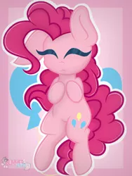 Size: 540x720 | Tagged: safe, artist:glimmermoon11, derpibooru import, pinkie pie, pony, chibi, eyes closed, solo