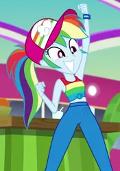 Size: 688x983 | Tagged: safe, derpibooru import, screencap, rainbow dash, equestria girls, equestria girls series, spring breakdown, spoiler:eqg series (season 2), armpits, clothes, cropped, cute, dashabetes, sleeveless, solo, tanktop