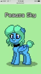 Size: 750x1334 | Tagged: safe, derpibooru import, oc, oc:peausa sky, pony, pony town, bat wings, blue eyes, cute, female, mare, peacock feathers, peacock pony, pixel art, seductive, tall, wings