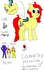 Size: 1453x2353 | Tagged: safe, artist:gamer-shy, derpibooru import, oc, oc:gamershy yellowstar, bat pony, pony, reference sheet, simple background, solo, white background