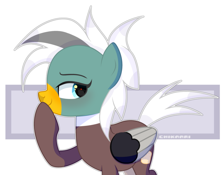 Size: 3500x2739 | Tagged: artist:chikaari, bird, boop, derpibooru import, duck, duck pony, heh, oc, oc:duk, quack, quak, safe, self-boop, smug, solo