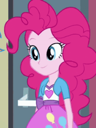 Size: 269x359 | Tagged: safe, derpibooru import, screencap, pinkie pie, equestria girls, friendship games, animated, cropped, cute, derp, diapinkes, female, gif, ponk, she knows, solo