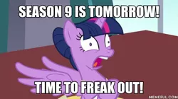 Size: 600x337 | Tagged: safe, derpibooru import, edit, edited screencap, screencap, twilight sparkle, twilight sparkle (alicorn), alicorn, pony, a royal problem, season 9, spoiler:s09, ballerina, clothes, end of ponies, hyperventilating, impact font, panic attack, solo, tutu, twilarina, twilighting