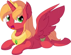 Size: 7749x6003 | Tagged: safe, artist:cyanlightning, derpibooru import, big macintosh, alicorn, pony, do princesses dream of magic sheep, .svg available, absurd resolution, alicornified, cute, ear fluff, happy, jewelry, looking at you, looking up, macabetes, male, open mouth, peytral, princess big mac, prone, race swap, simple background, smiling, solo, spread wings, stallion, tiara, transparent background, vector, wing fluff, wings