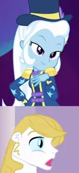 Size: 800x1756 | Tagged: safe, derpibooru import, edit, edited screencap, editor:jdueler11, screencap, prince blueblood, trixie, equestria girls, equestria girls series, spring breakdown, spoiler:eqg series (season 2), bluetrix, equestria girls-ified, female, male, shipping, straight