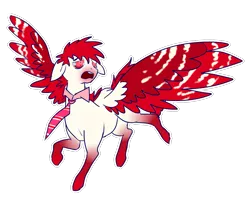 Size: 1247x1001 | Tagged: safe, artist:vocaloidenthusiast, derpibooru import, oc, oc:bloodshot, unofficial characters only, pegasus, pony, accessories, accessory, clothes, floppy ears, gradient, gradient markings, large wings, male, markings, necktie, open mouth, red, running, screaming, shock, shout, simple background, solo, spread wings, stallion, standing, surprised, transparent background, two toned wings, white, wing markings, wings, yelling