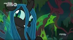 Size: 1670x915 | Tagged: changeling, changeling queen, crazylis, derp, derpibooru import, discovery family logo, faic, female, great moments in animation, insanity, queen chrysalis, safe, screencap, solo, the beginning of the end