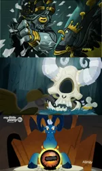 Size: 1638x2728 | Tagged: safe, artist:supra80, derpibooru import, edit, edited screencap, screencap, arimaspi, grogar, king guto, gryphon, sheep, the beginning of the end, the lost treasure of griffonstone, arimaspi skull, cloven hooves, crystal ball, dead, grogar's orb, male, ram, skull, speculation