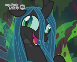 Size: 872x712 | Tagged: all new, changeling, changeling queen, crazylis, derp, derpibooru import, faic, female, insanity, queen chrysalis, safe, screencap, text, the beginning of the end