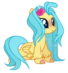 Size: 1680x1808 | Tagged: safe, artist:origamialcubo, derpibooru import, princess skystar, ponified, pegasus, pony, my little pony: the movie, base used, colored hooves, cute, flower, flower in hair, freckles, hippopony, leg fluff, simple background, skyabetes, solo, species swap, transparent background, weapons-grade cute