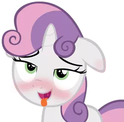 Size: 1013x1000 | Tagged: artist needed, editor needed, source needed, suggestive, derpibooru import, edit, sweetie belle, pony, ahegao, blushing, drool, implied foalcon, open mouth, solo, tongue out, vector