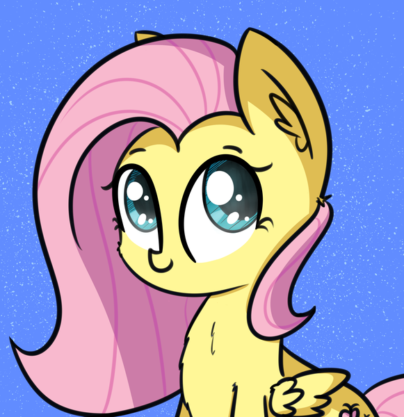 Size: 2192x2262 | Tagged: safe, artist:artiks, derpibooru import, fluttershy, pegasus, pony, bust, chest fluff, cute, female, folded wings, looking at you, mare, portrait, shyabetes, simple background, smiling, solo, three quarter view, wings