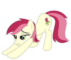 Size: 900x768 | Tagged: artist needed, safe, derpibooru import, roseluck, earth pony, pony, cute, female, iwtcird, mare, meme, simple background, solo, stretching, transparent background