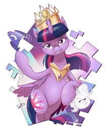 Size: 1314x1567 | Tagged: safe, artist:saturdaymorningproj, derpibooru import, starlight glimmer, twilight sparkle, twilight sparkle (alicorn), alicorn, pony, the beginning of the end, angry, celestia's crown, crown, female, jewelry, luna's crown, mare, peytral, regalia, simple background, swag, transparent background