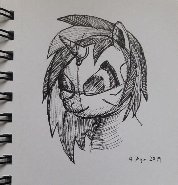 Size: 2448x2543 | Tagged: safe, artist:rockhoppr3, derpibooru import, vinyl scratch, pony, bust, cyberpunk 2077, deus ex, monochrome, portrait, solo, sunglasses, traditional art