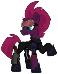 Size: 8094x10246 | Tagged: artist:ejlightning007arts, badass, clothes, crossover, derpibooru import, goggles, holster, leg brace, mad max, safe, scarf, simple background, solo, tempest shadow, the road warrior, transparent background, vector