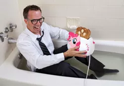 Size: 960x664 | Tagged: bathtub, bread, clothes, dark comedy, derpibooru import, food, human, imminent death, imminent suicide, irl, irl human, male, necktie, pants, photo, pinkie pie, semi-grimdark, shirt, socks, solo, toast, toaster