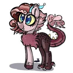 Size: 768x768 | Tagged: artist:awoomarblesoda, derpibooru import, female, hybrid, interspecies offspring, oc, oc:pudding havoc, offspring, parent:discord, parent:pinkie pie, parents:discopie, safe, simple background, solo, transparent background