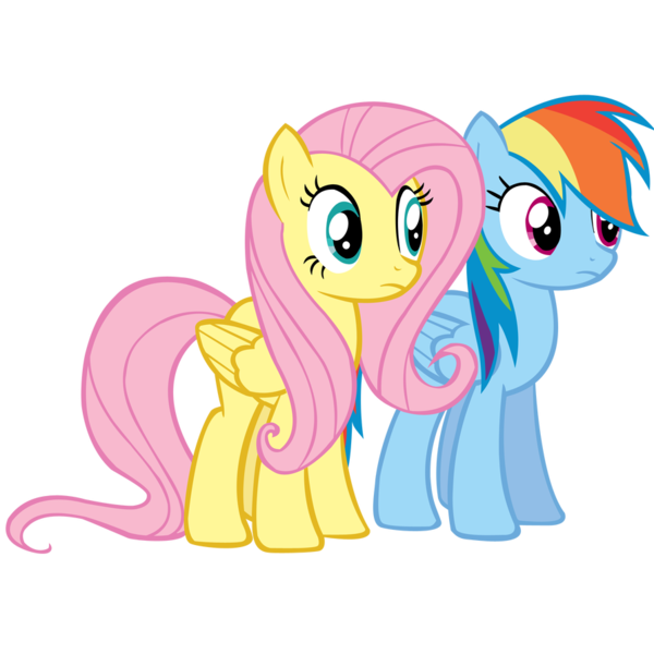 Size: 894x894 | Tagged: safe, artist:coolez, derpibooru import, fluttershy, rainbow dash, pony, duo, female, frown, looking at something, mare, simple background, transparent background, vector