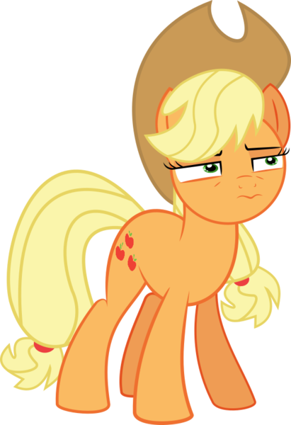 Size: 558x814 | Tagged: safe, artist:crystalmagic6, derpibooru import, applejack, earth pony, pony, the beginning of the end, apple, canon, food, full body, inkscape, simple background, solo, standing, transparent background, vector