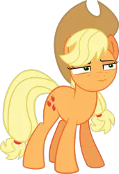 Size: 558x814 | Tagged: safe, artist:crystalmagic6, derpibooru import, applejack, earth pony, pony, the beginning of the end, apple, canon, food, full body, inkscape, simple background, solo, standing, transparent background, vector