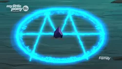 Size: 1366x768 | Tagged: black crystal, crystal, dark crystal, dark magic, derpibooru import, discovery family logo, implied king sombra, magic, magic circle, no pony, resurrection, safe, screencap, the beginning of the end