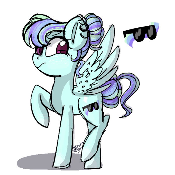 Size: 768x768 | Tagged: safe, artist:awoomarblesoda, derpibooru import, oc, oc:vouge zap, pegasus, pony, female, mare, offspring, parent:rainbow dash, parent:zephyr breeze, parents:zephdash, simple background, solo, transparent background