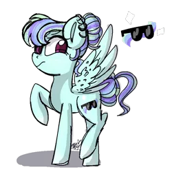 Size: 768x768 | Tagged: safe, artist:awoomarblesoda, derpibooru import, oc, oc:vouge zap, pegasus, pony, female, mare, offspring, parent:rainbow dash, parent:zephyr breeze, parents:zephdash, simple background, solo, transparent background