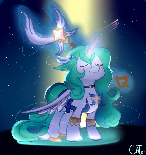 Size: 969x1028 | Tagged: safe, artist:cottonheart05, derpibooru import, ponified, alicorn, pony, cute, female, league of legends, lol, magic, solo, soraka