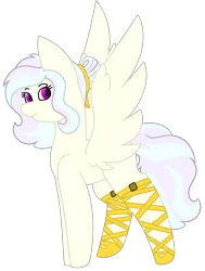 Size: 1723x2284 | Tagged: safe, artist:midnightamber, derpibooru import, oc, oc:gradea etia, unofficial characters only, angel pony, original species, pegasus, pony, angel, blank flank, clothes, female, hair bun, mare, shoes, simple background, solo, transparent background