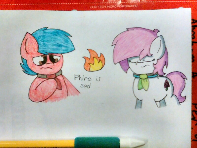 Size: 1600x1200 | Tagged: safe, artist:thebadbadger, derpibooru import, oc, oc:lilac, oc:phire demon, pony, simple background, traditional art, white background