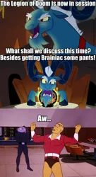 Size: 959x1759 | Tagged: brainiac, caption, cloven hooves, comic, crystal ball, derpibooru import, edit, edited screencap, grogar, grogar's orb, image macro, legion of doom, roflbot, safe, screencap, screencap comic, superfriends, text, text edit, the beginning of the end