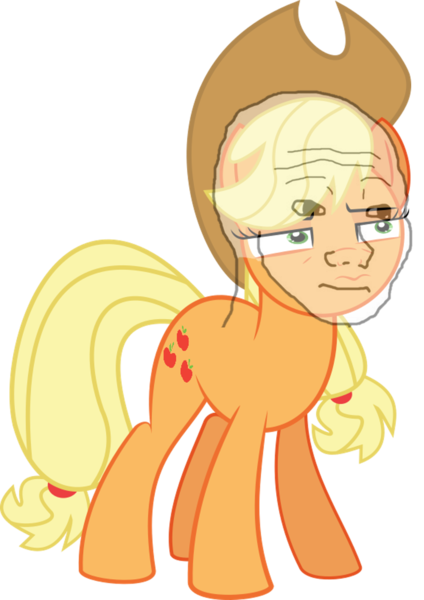 Size: 795x1125 | Tagged: safe, derpibooru import, applejack, pony, spoiler:s09, comparison, feels guy, meme, solo, wojak