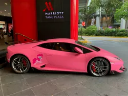 Size: 4032x3024 | Tagged: safe, derpibooru import, pinkie pie, pony, irl, lamborghini, lamborghini huracan, marriott, marriott tang plaza, photo, singapore, supercar, tang plaza