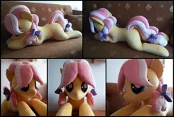 Size: 1937x1313 | Tagged: safe, artist:rosamariposacrafts, derpibooru import, kettle corn, pony, irl, life size, photo, plushie, prone, solo