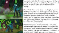 Size: 923x516 | Tagged: changeling, changeling queen, cropped, derpibooru import, edit, edited screencap, female, headcanon, magic, queen chrysalis, safe, screencap, text, the beginning of the end, the mean 6, theory