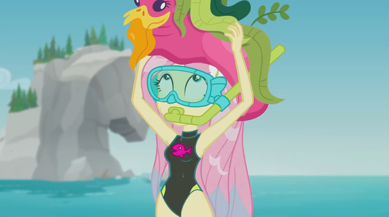 Size: 1916x1070 | Tagged: safe, derpibooru import, edit, edited screencap, editor:steamanddieselman, screencap, fluttershy, equestria girls, equestria girls series, unsolved selfie mysteries, armpits, clothes, cute, fluttershy's one-piece swimsuit, image, one-piece swimsuit, png, shyabetes, snorkel, solo, swimsuit, swimsuit edit, wet, wet hair, wetsuit