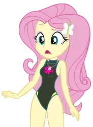 Size: 1408x1924 | Tagged: safe, derpibooru import, edit, edited screencap, editor:steamanddieselman, screencap, fluttershy, blue crushed, equestria girls, equestria girls series, clothes, cute, fluttershy's one-piece swimsuit, image, one-piece swimsuit, png, sexy, shyabetes, simple background, solo, swimsuit, swimsuit edit, transparent background, vector, wetsuit